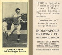 1916 Indianapolis Brewing #54 Johnny Evers Baseball Card