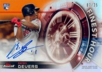 2018 Finest Finest Hour Autographs #RD Rafael Devers Orange Refractor Baseball Card