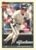 1991 Topps Tiffany #100 Don Mattingly Baseball Card