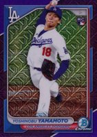 2024 Bowman Mega Box Chrome #36 Yoshinobu Yamamoto Purple Refractor Baseball Card