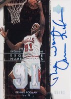 2003 UD Exquisite Collection Number Piece Autographs #NP-DR Dennis Rodman Basketball Card
