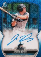 2023 Bowman Mega Box Chrome Prospect Autographs #JBY Jacob Berry Blue Baseball Card