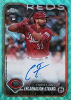 2024 Topps Chrome Rookie Autographs #RACEN Christian Encarnacion-Strand Aqua Wave Baseball Card