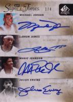 2011 SP Authentic Sign of the Times Quad #JJJE Julius Erving/LeBron James/Magic Johnson/Michael Jordan Basketball Card