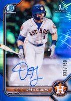2022 Bowman Draft Chrome Draft Pick Autographs #CDADG Drew Gilbert Blue Refractor Baseball Card