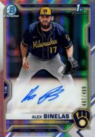 2021 Bowman Draft Chrome Draft Pick Autographs #CDAAB Alex Binelas Refractor Baseball Card