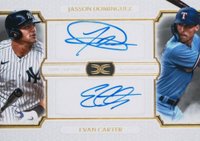 2024 Topps Definitive Collection Dual Autograph Collection #DC Evan Carter/Jasson Dominguez Baseball Card