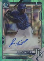 2021 Bowman Draft Chrome Draft Pick Autographs #CDARSP Ryan Spikes Aqua Lava Refractor Baseball Card