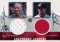 2002 Upper Deck Superstars Legendary Leaders Jerseys #MJTWA M.Jordan/T.Woods Autograph Basketball Card