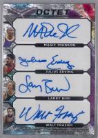 2024 Leaf Decadence Octet Autographs #O2 Stephen Curry/Giannis Antetokounmpo/Kevin Durant/Anthony Edwards/Magic Johnson/Julius Erving/Larry Bird/Walt Frazier Silver Basketball Card