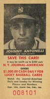 1954 N.Y. Journal-American # Johnny Antonelli Baseball Card