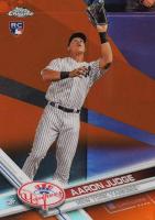 2017 Topps Chrome #169 Aaron Judge Catching-Orange Refractor Baseball Card
