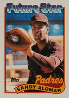 1989 Topps #648 Sandy Alomar Jr. Smaller Gap Between Hat and Future Stars Header Baseball Card