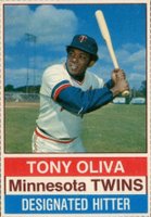 1976 Hostess #10 Tony Oliva Hand Cut Baseball Card