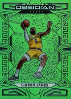 2022 Panini Obsidian #36 LeBron James Electric Etch Green Flood Fotl Basketball Card