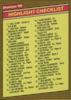 1986 Donruss Highlights # Checklist #1-56 Baseball Card