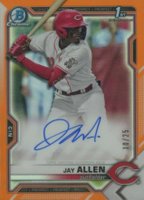 2021 Bowman Draft Chrome Draft Pick Autographs #CDAJA Jay Allen Orange Refractor Baseball Card