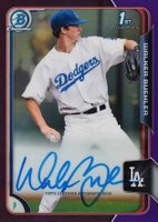 2015 Bowman Chrome Draft Pick Autograph #BCAWB Walker Buehler Purple Refractor Baseball Card