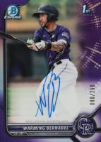 2022 Bowman Chrome Prospect Autographs #CPAWB Warming Bernabel Purple Refractor Baseball Card
