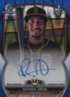2023 Bowman Chrome Prospect Autographs #CPARA Rayner Arias Blue Raywave Baseball Card