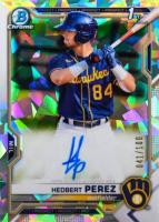 2021 Bowman Chrome Prospect Autographs #CPAHP Hedbert Perez Atomic Refractor Baseball Card