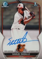 2023 Bowman Chrome Prospect Autographs #CPASB Samuel Basallo Refractor Baseball Card