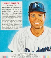 1952 Red Man Tobacco #21 Duke Snider Baseball Card