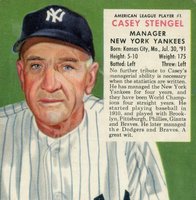 1953 Red Man Tobacco #1 Casey Stengel Hand Cut-Without Tab Baseball Card