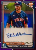 2024 Bowman Chrome Prospect Autographs #CPABM Brice Matthews Purple Refractor Baseball Card