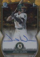 2023 Bowman Draft Sapphire Edition Chrome Prospect Autographs #CDAJWI Jacob Wilson Gold Baseball Card