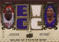 2008 Upper Deck Premier Premier Remnants Quad #PR4JB Kobe Bryant/Michael Jordan Basketball Card