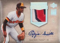 2005 Upper Deck Hall of Fame Seasons #HFSOS1 Ozzie Smith Autograph-Material Rainbow 1/1 Baseball Card