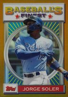 2020 Finest Flashbacks #23 Jorge Soler Gold Refractor Baseball Card