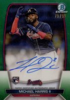 2023 Bowman Chrome Rookie Autographs #CRAMH Michael Harris II Green Refractor Baseball Card