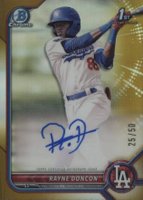 2022 Bowman Chrome Prospect Autographs #CPARD Rayne Doncon Gold Refractor Baseball Card