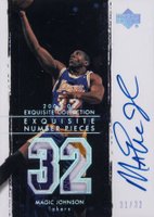 2003 UD Exquisite Collection Number Piece Autographs #NP-MA Magic Johnson Basketball Card