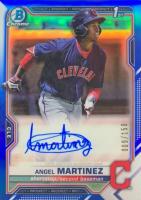 2021 Bowman Chrome Prospect Autographs #CPAAMA Angel Martinez Blue Refractor Baseball Card