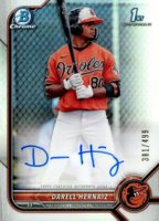 2022 Bowman Chrome Prospect Autographs #CPADHZ Darell Hernaiz Refractor Baseball Card