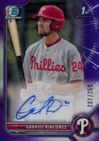 2022 Bowman Draft Chrome Draft Pick Autographs #CDAGR Gabriel Rincones Purple Refractor Baseball Card