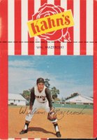 1969 Kahn's Wieners # Bill Mazeroski Hands on Knees-Red Baseball Card