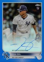2022 Topps Chrome Rookie Autographs #RALG Luis Gil Blue Refractor Baseball Card