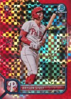 2022 Bowman Chrome X #93 Bryson Stott Red X-Fractor Baseball Card