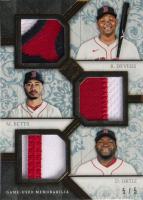 2024 Topps Transcendent Collection Transcendent Collection Triple Patches #DBO David Ortiz/Mookie Betts/Rafael Devers Baseball Card