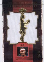 2003 Upper Deck Exquisite Collection Extra Exquisite Dual Jersey #EE2AI Allen Iverson Basketball Card