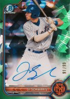 2022 Bowman Chrome Prospect Autographs #CPAJS JT Schwartz Green Atomic Refractor Baseball Card