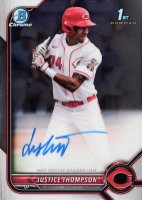 2022 Bowman Chrome Prospect Autographs #CPAJT Justice Thompson Baseball Card