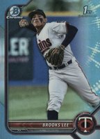 2022 Bowman Draft #BDC153 Brooks Lee Chrome-Sky Blue Refractor Baseball Card