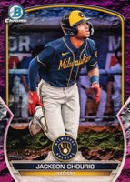 2023 Bowman Chrome Prospects #BCP76 Jackson Chourio Fuchsia Lunar Crater Refractor Baseball Card