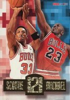 1996 Hoops Head to Head #HH2 Michael Jordan/Scottie Pippen Basketball Card