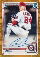 2020 Bowman Draft Chrome Draft Picks Autographs #CDACCA Cade Cavalli Gold Wave Refractor Baseball Card